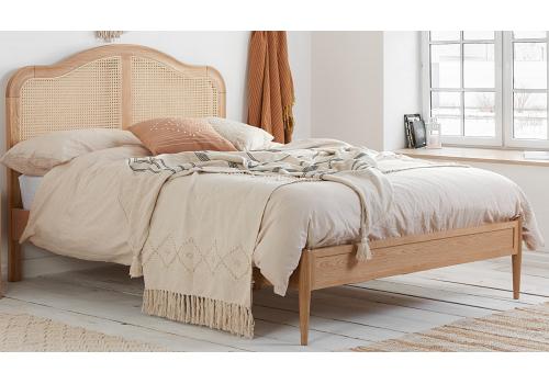 4ft6 Double Leonie French Style,Oak & Rattan Wood Wooden Bed Frame 1